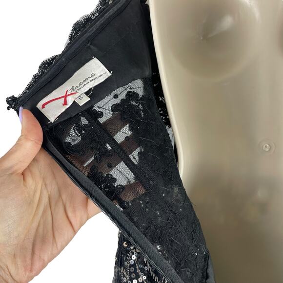 Xtreme Strapless Lace Sequin Mermaid Evening Gown 3D Floral Petal Size 6 - Picture 12 of 13